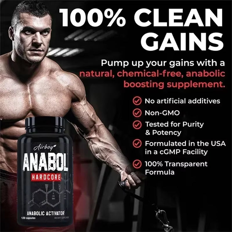 Anabol Hardcore 120 Capsules - Muscle Building, Improves Fitness Performance, Energy Support