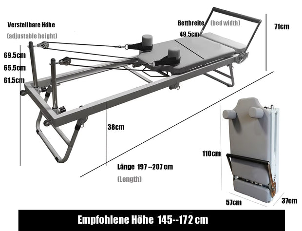 Pilates Reformer Fitness Equipment for Home Foldable Yoga Bed Strength Training Machine