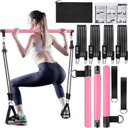 Resistance Bands Set with Fitness Bar Workout Gym Pull Rope Yoga Latex Tube Sports Elastic Exercise Equipment for Home