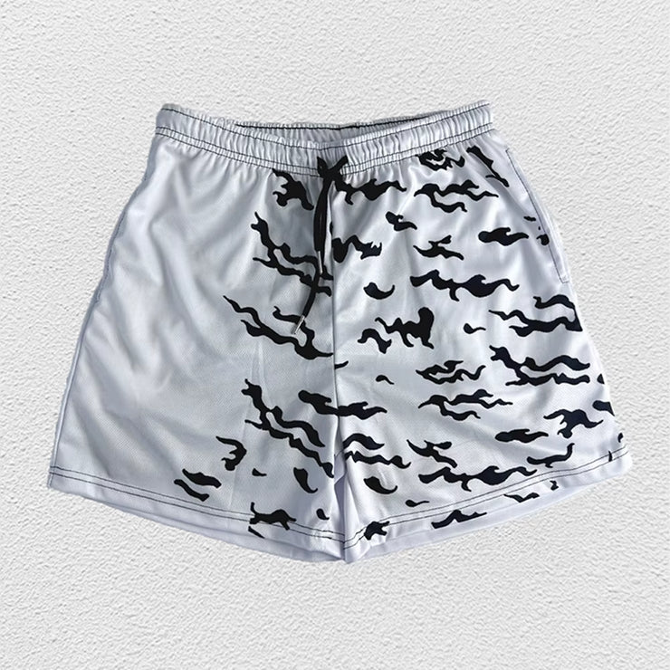 Anime Running Shorts Men Gym Sports Shorts Quick Dry Workout Training Gym Fitness Jogging Short Pants Summer Men Shorts