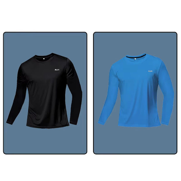 Men Long Sleeve Sport T-Shirt Quick Dry Running Shirt Breathable Anti-Sweat Top Gym T Shirt Men Fitness Gym Clothing Men 2023