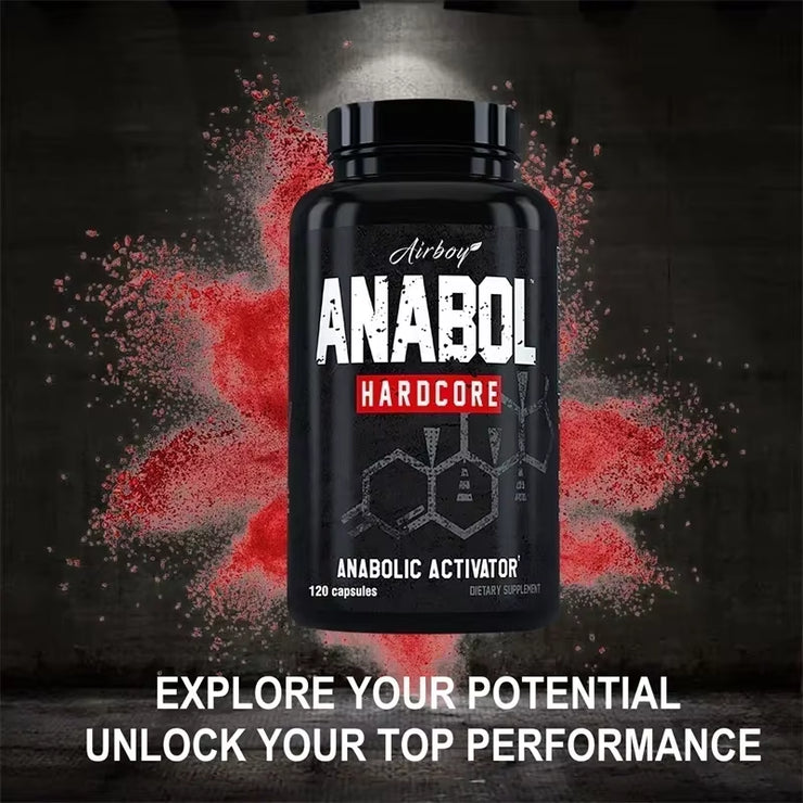 Anabol Hardcore 120 Capsules - Muscle Building, Improves Fitness Performance, Energy Support