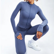 Newest Zipper Long Sleeve Yoga Set 2PCS High Waist Fitness Sport Gym Suit Sportwear Women Set Workout Clothestracksuit Academic