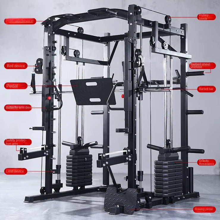 Commercial Squat Bench Press Integrated Gantry Smith Machine Comprehensive Training Fitness Equipment