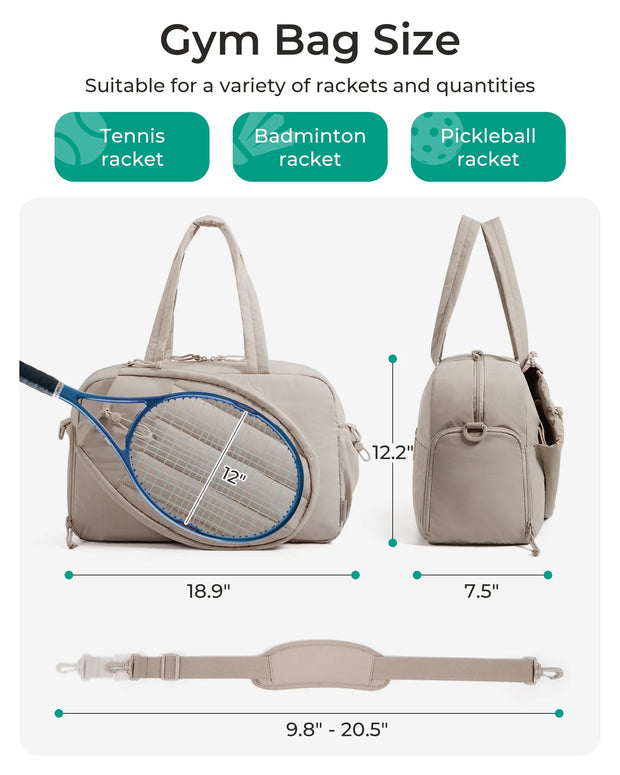 Sport Bag for Tennis Sports Gym Duffle Bags with Shoe Compartment Wet Pocket Overnight Weekend Travel Bag