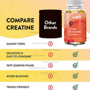 60 Pieces of Creatine Monohydrate Gummies Exercise to Restore Anaerobic Endurance, No Bloating, Strawberry Low Sugar