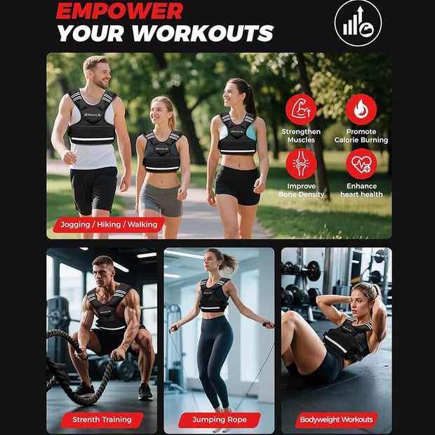 Adjustable Weighted Vest 4-10Lb Cradle Vest with 6 Weights & Large Pocket for Home Workouts, Running, Walking Strength Training