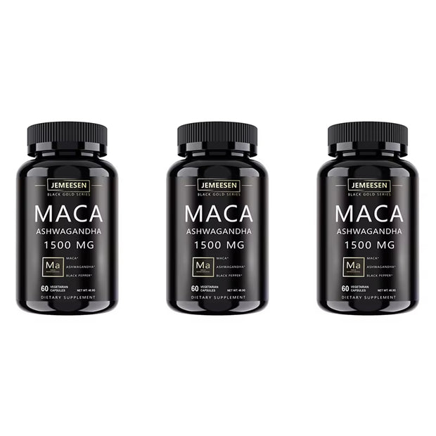 Organic Maca Root Powder Capsules 1500Mg Containing Maca Root Extract,Ashwagandha,Black Pepper, Supplements for Men