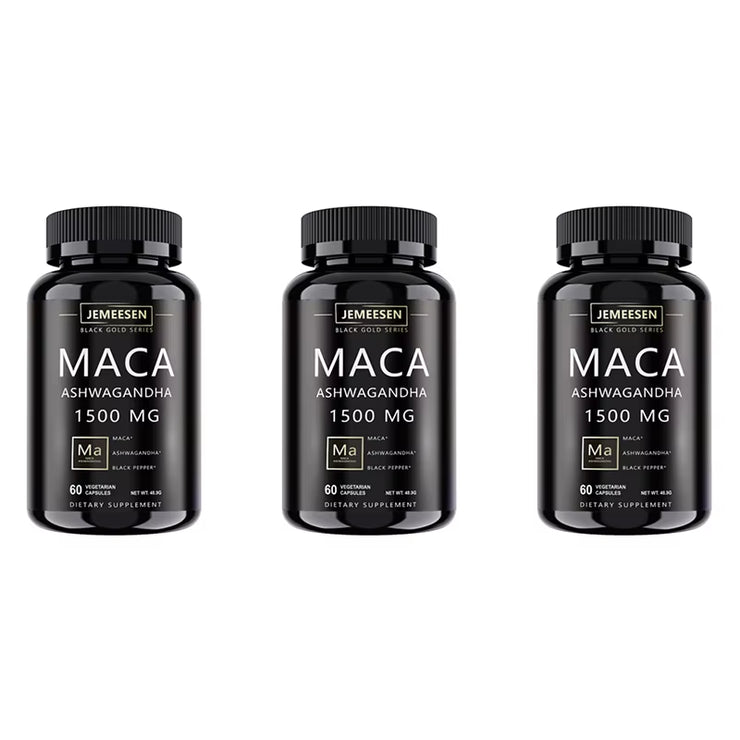 Organic Maca Root Powder Capsules 1500Mg Containing Maca Root Extract,Ashwagandha,Black Pepper, Supplements for Men