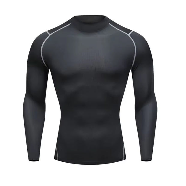 Men Compression Running T-Shirt Fitness Tight Long Sleeve Sport Shirts Training Jogging Tops Gym Sportswear Quick Dryer T-Shirt