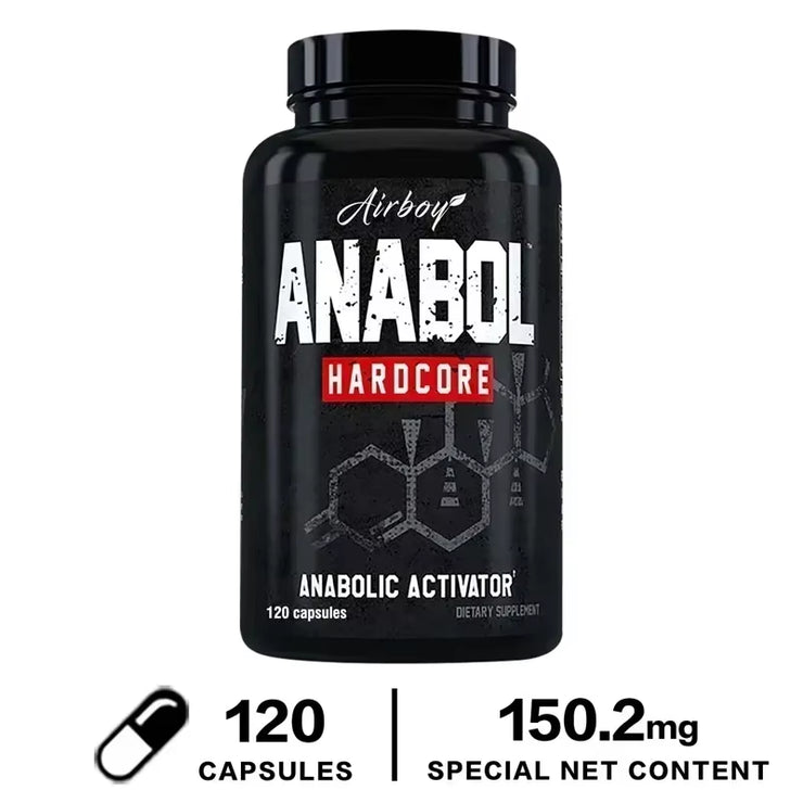 Anabol Hardcore 120 Capsules - Muscle Building, Improves Fitness Performance, Energy Support