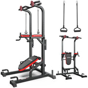 Multifunction Power Tower with Rock Climbing Grip and Incline Bench Adjustable Dip Station Pull up Bar for Home Gym Strength Training Workout 480Lbs