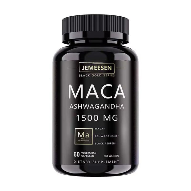 Organic Maca Root Powder Capsules 1500Mg Containing Maca Root Extract,Ashwagandha,Black Pepper, Supplements for Men