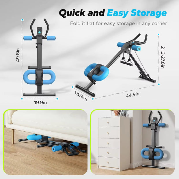 Ab Machine, Ab Workout Equipment, Adjustable Ab Trainer Machine for Abs Workout at Home Gym, Foldable, Knee Protection