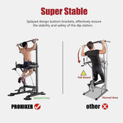Power Tower Dip Station, Pull up Bar Stand Power Rack with Backrest and Resistance Band, Height Adjustable Strength Training Equipment for Fitness Home Workout, Black