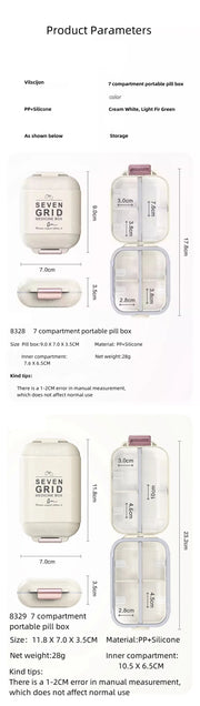 Weekly 7 Grids Pill Box Medicine Organizer Storage Box Container Portable Pill Case Portable Travel Pillboxes Tablets Holder
