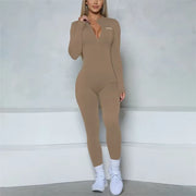 Women Bum Women Long Sleeve Zipper Jumpsuit One-Piece Zipper Yoga Set Gym Push up Workout Clothes Fitness Bodysuit Sportswear