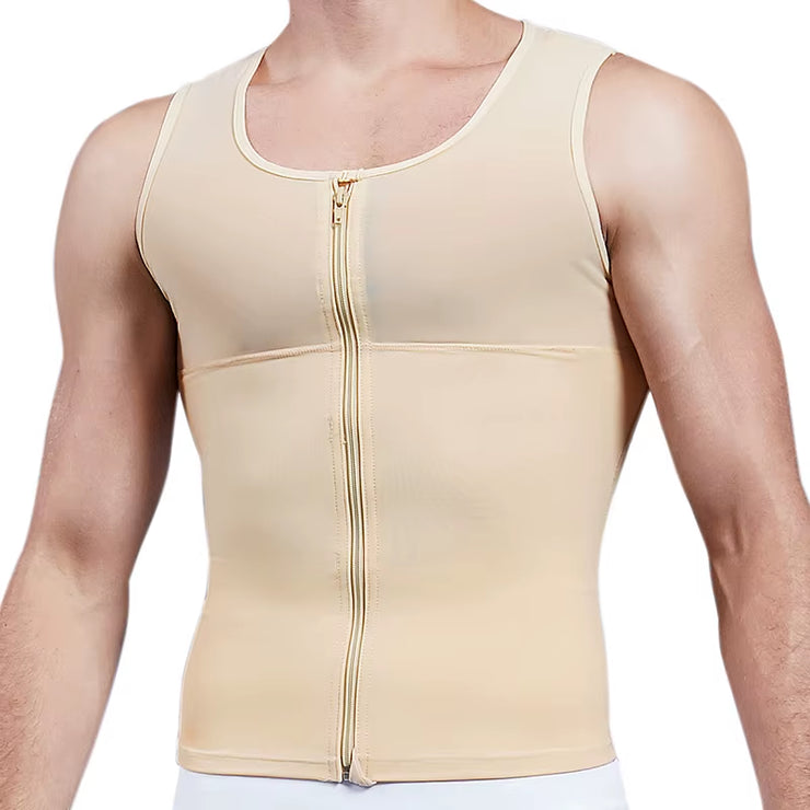 Mens Slimming Body Shaper Chest Compression Shirt Gynecomastia Moobs Undershirt Waist Trainer Belly Sweat Vest Workout Tank Tops