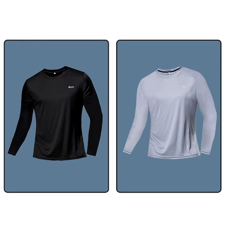Men Long Sleeve Sport T-Shirt Quick Dry Running Shirt Breathable Anti-Sweat Top Gym T Shirt Men Fitness Gym Clothing Men 2023