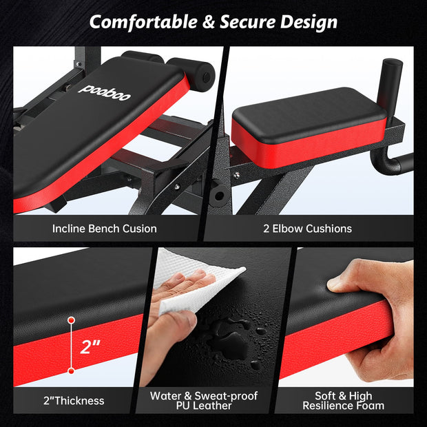 Multifunction Power Tower with Rock Climbing Grip and Incline Bench Adjustable Dip Station Pull up Bar for Home Gym Strength Training Workout 480Lbs