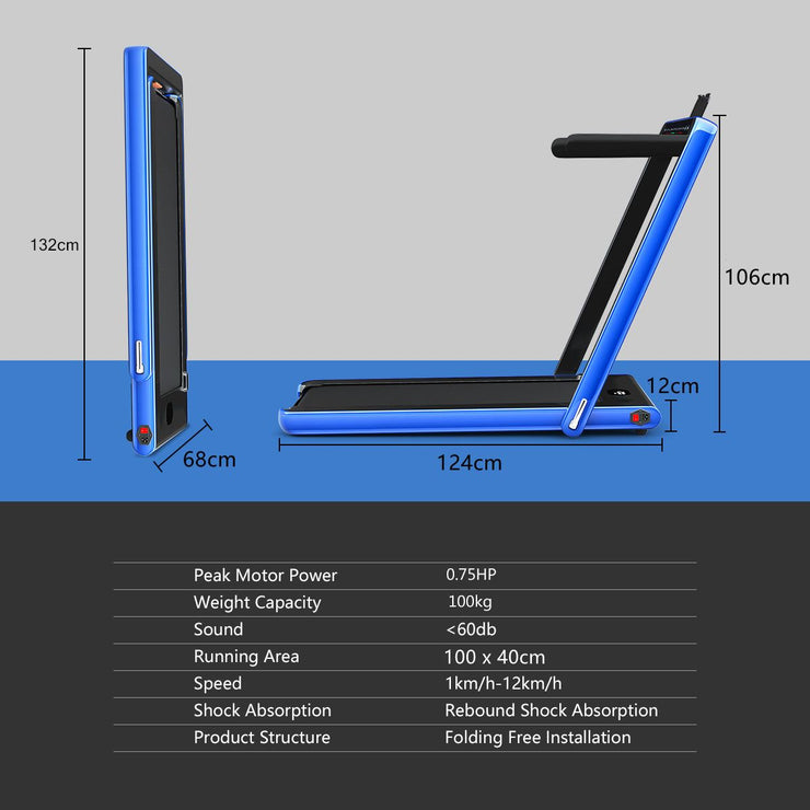 Folding Treadmill Electric 1-12KM/H with Bluetooth