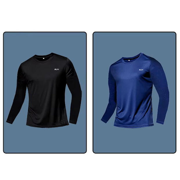 Men Long Sleeve Sport T-Shirt Quick Dry Running Shirt Breathable Anti-Sweat Top Gym T Shirt Men Fitness Gym Clothing Men 2023