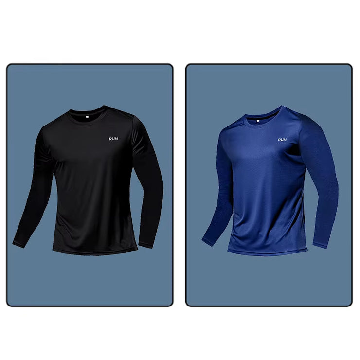 Men Long Sleeve Sport T-Shirt Quick Dry Running Shirt Breathable Anti-Sweat Top Gym T Shirt Men Fitness Gym Clothing Men 2023