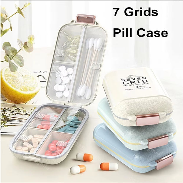 Weekly 7 Grids Pill Box Medicine Organizer Storage Box Container Portable Pill Case Portable Travel Pillboxes Tablets Holder