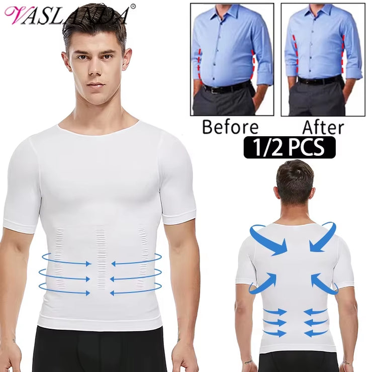 1/2 PCS Men Body Shaper T-Shirt Slimming Shapewear Corrective Posture Belly Control Compression Man Modeling Underwear Corset