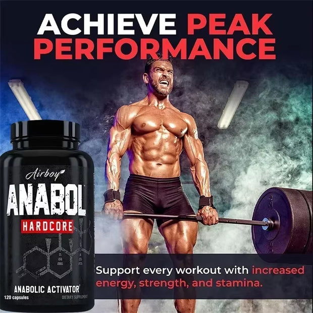 Anabol Hardcore 120 Capsules - Muscle Building, Improves Fitness Performance, Energy Support