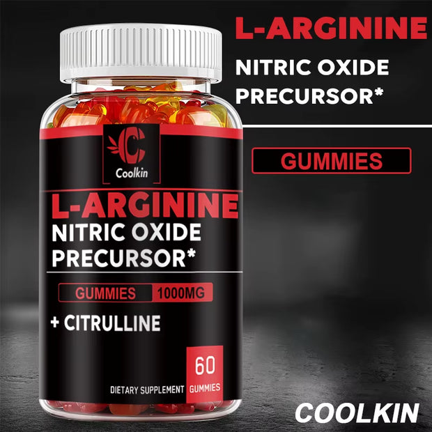 L-Arginine - for Energy, Strength and Endurance Support during Exercise, Build Muscle Mass - 60 Gummies