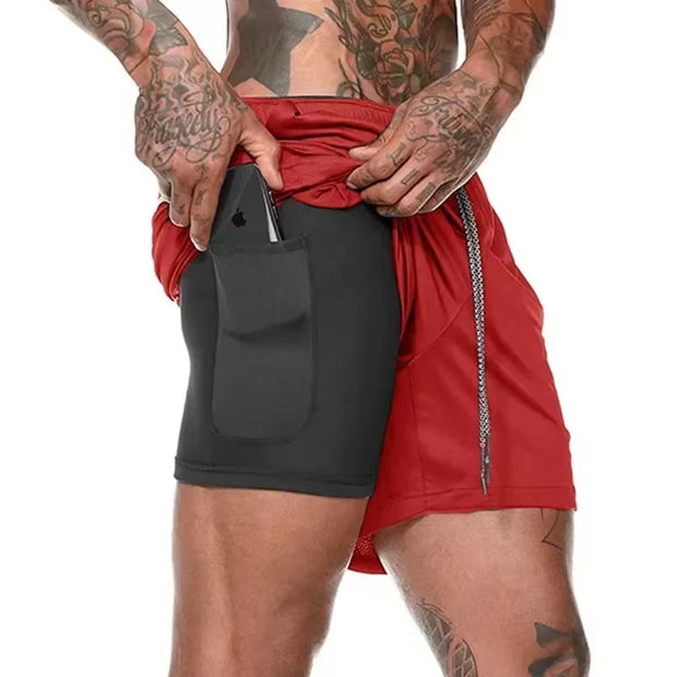 Running Shorts Men Gym Sports Shorts 2 in 1 Quick Dry Workout Training Gym Fitness Jogging Short Pants Summer Men Shorts