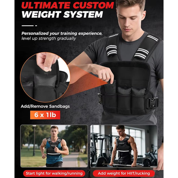 Adjustable Weighted Vest 4-10Lb Cradle Vest with 6 Weights & Large Pocket for Home Workouts, Running, Walking Strength Training