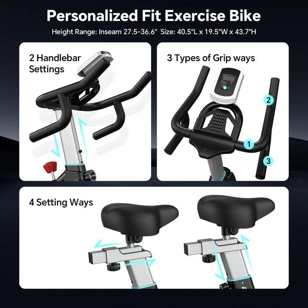 Professional Indoor Cycling Bike Stationary Exercise Bikes Home Cardio Workout Bicycle Machine 350Lb Flywheel Weight 40Lbs