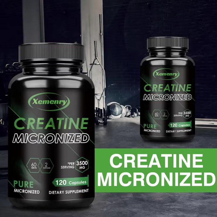 Creatine Monohydrate - Build Muscle and Improve Performance, Explosive Power for Men, Increase Strength - 120 Capsules