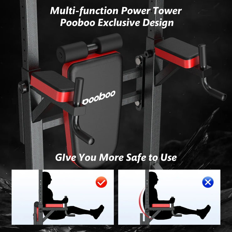 Multifunction Power Tower with Rock Climbing Grip and Incline Bench Adjustable Dip Station Pull up Bar for Home Gym Strength Training Workout 480Lbs