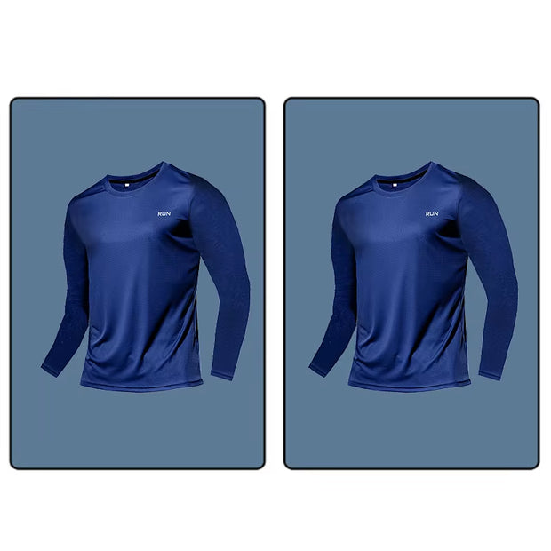 Men Long Sleeve Sport T-Shirt Quick Dry Running Shirt Breathable Anti-Sweat Top Gym T Shirt Men Fitness Gym Clothing Men 2023