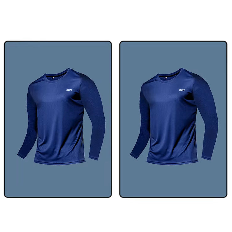 Men Long Sleeve Sport T-Shirt Quick Dry Running Shirt Breathable Anti-Sweat Top Gym T Shirt Men Fitness Gym Clothing Men 2023