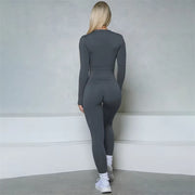 Women Bum Women Long Sleeve Zipper Jumpsuit One-Piece Zipper Yoga Set Gym Push up Workout Clothes Fitness Bodysuit Sportswear