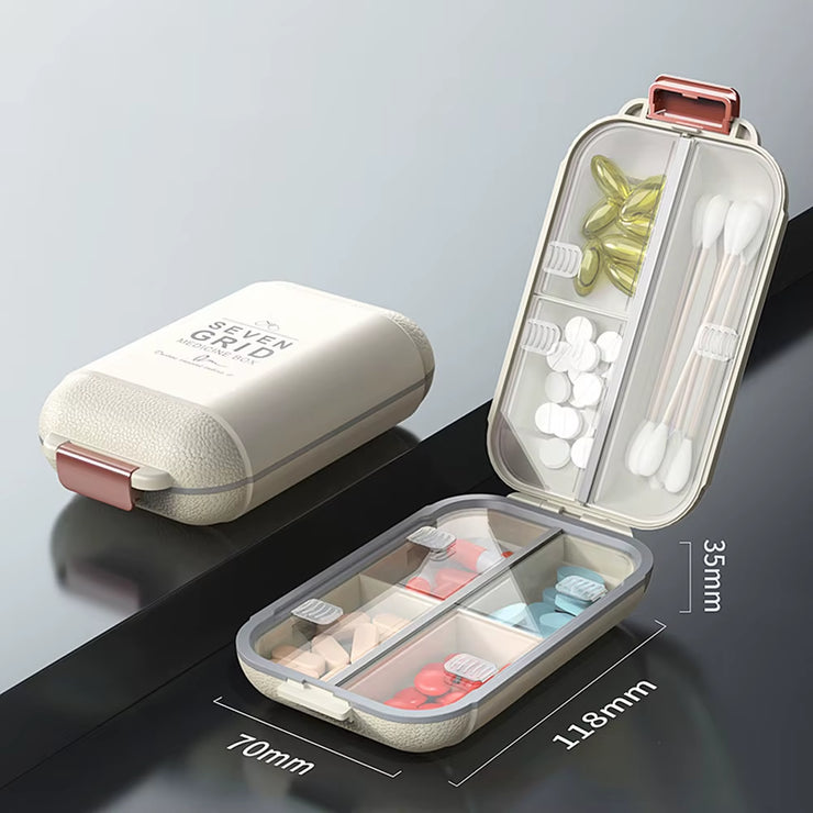 Weekly 7 Grids Pill Box Medicine Organizer Storage Box Container Portable Pill Case Portable Travel Pillboxes Tablets Holder