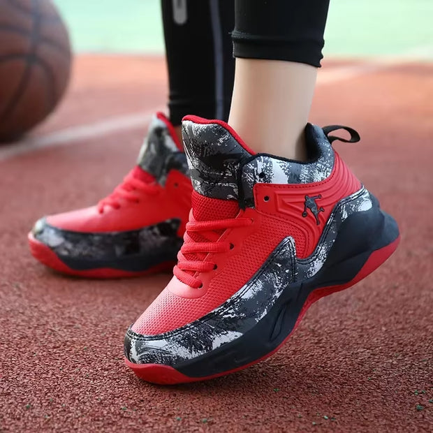 New Thick Sole Soft Boys Basketball Shoes Non-Slip Children Sport Shoes Outdoor Boys Basketball Sneakers Rubber Kids Gym Shoes