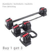 Adjustable Switch Free Dumbbell to Kettlebell and Barbell Professional Strength Training Fitness Equipment