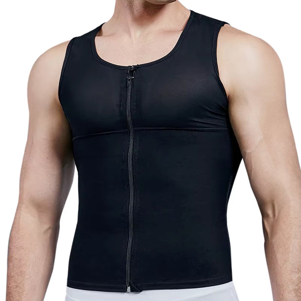 Mens Slimming Body Shaper Chest Compression Shirt Gynecomastia Moobs Undershirt Waist Trainer Belly Sweat Vest Workout Tank Tops