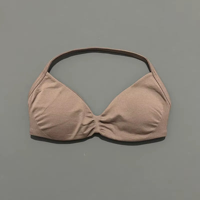 Impact Strappy Bra Gym Top Women High Support Thin Strap Halter Sports Seamless Bras Scrunch Push-Up Workout Yoga Tanks