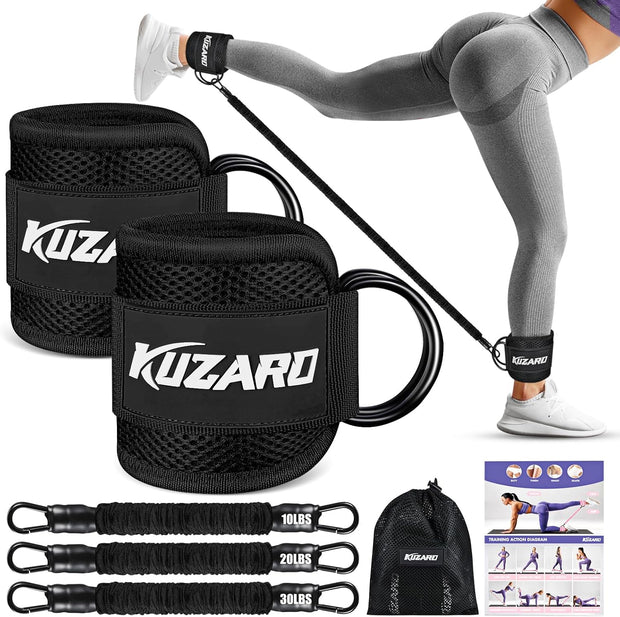 KUZARO Resistance Bands Set with Ankle Straps, Legs and Glutes Workout Equipment
