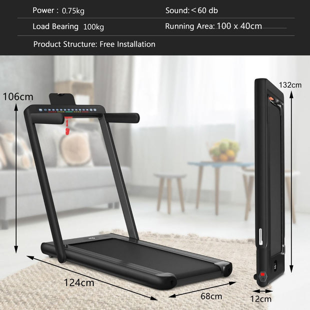 Folding Treadmill Electric 1-12KM/H with Bluetooth