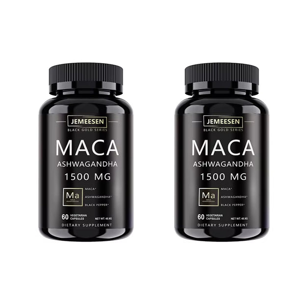 Organic Maca Root Powder Capsules 1500Mg Containing Maca Root Extract,Ashwagandha,Black Pepper, Supplements for Men