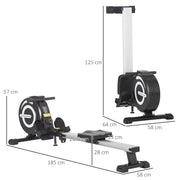 HOMCOM Indoor Body Health & Fitness Adjustable Magnetic Rowing Machine Rower with LCD Digital Monitor & Wheels for Home, Office