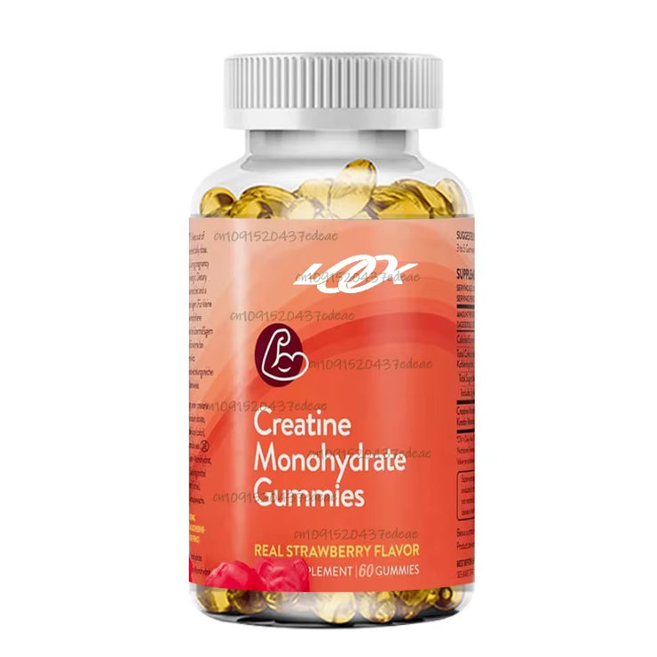 60 Pieces of Creatine Monohydrate Gummies Exercise to Restore Anaerobic Endurance, No Bloating, Strawberry Low Sugar