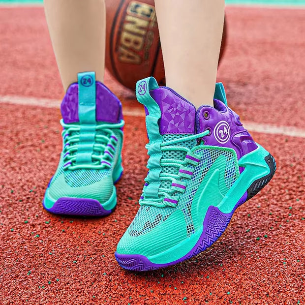 New Thick Sole Soft Boys Basketball Shoes Non-Slip Children Sport Shoes Outdoor Boys Basketball Sneakers Rubber Kids Gym Shoes